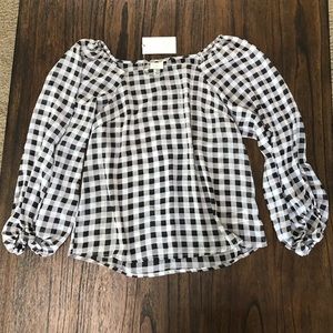 Square neck chiffon shear blouse